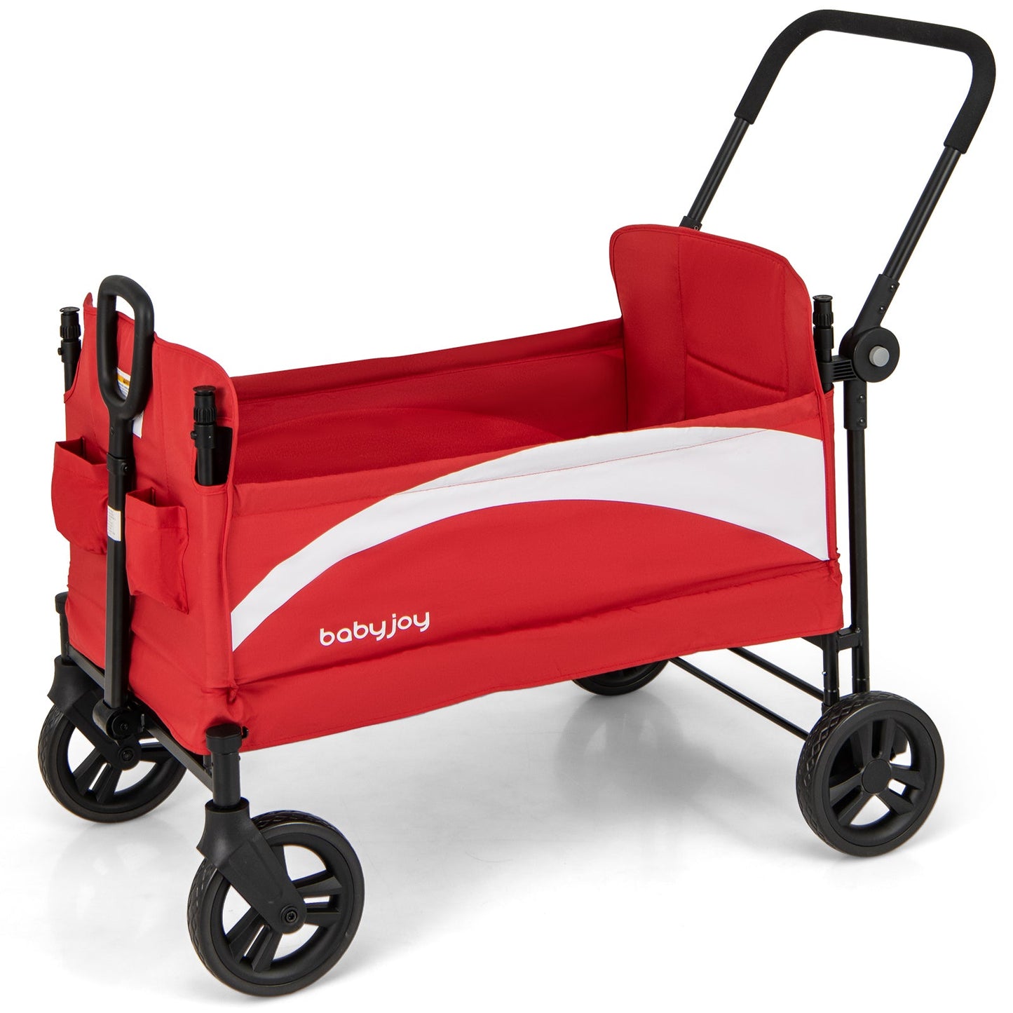 2-Seat Stroller Wagon with Adjustable Canopy - Red