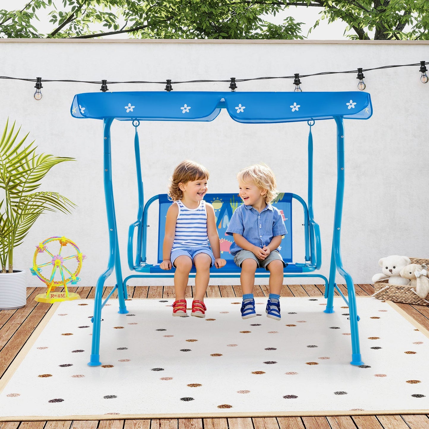 Columpio de Patio para Niños de 2 Plazas con Toldito Ajustable