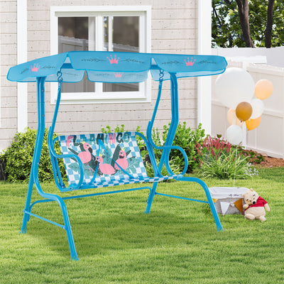 Balançoire de patio pour enfants 2 places avec auvent réglable - Marine