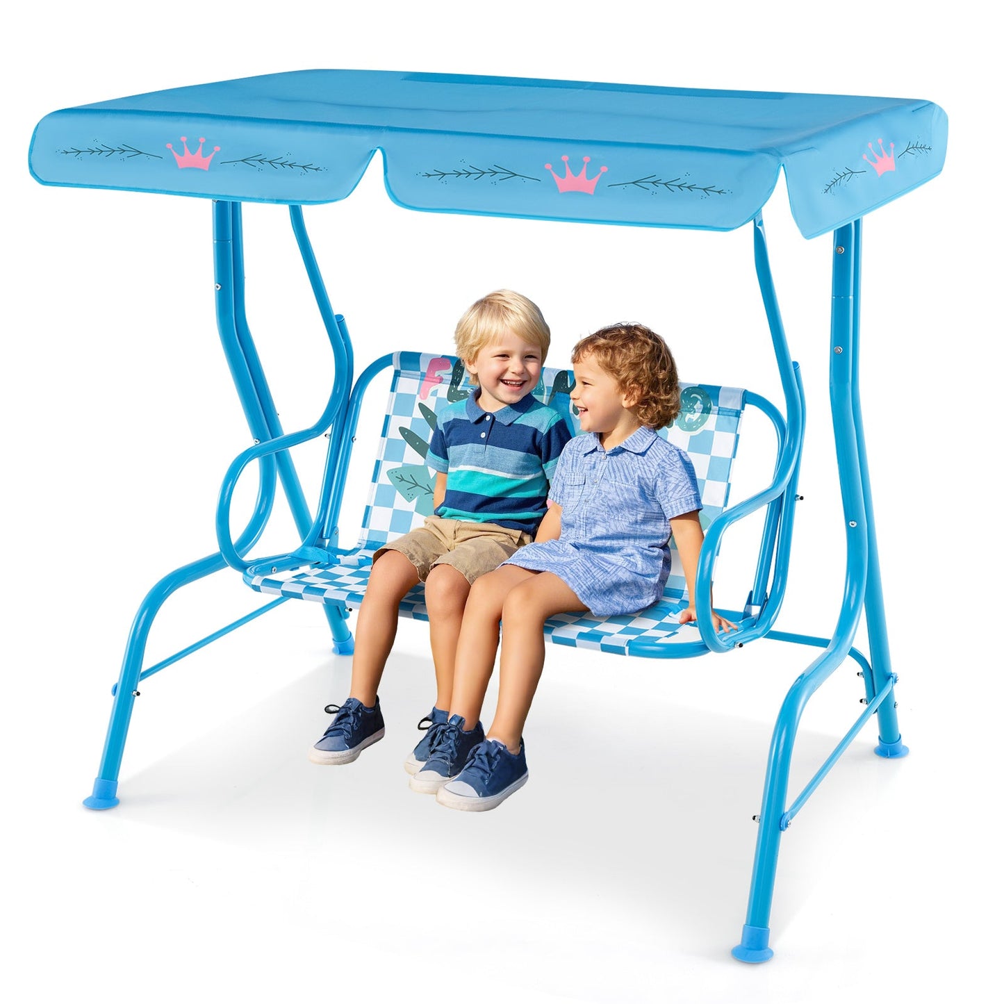 Columpio de Patio para Niños de 2 Plazas con Dosel Ajustable - Marino