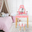 Ensemble de coiffeuse pour enfants avec chaise et miroir en forme de lapin - Blanc