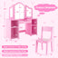 Ensemble de Table de Maquillage et Chaise pour Enfants avec Miroir Tri-Facettes Amovible - Rose