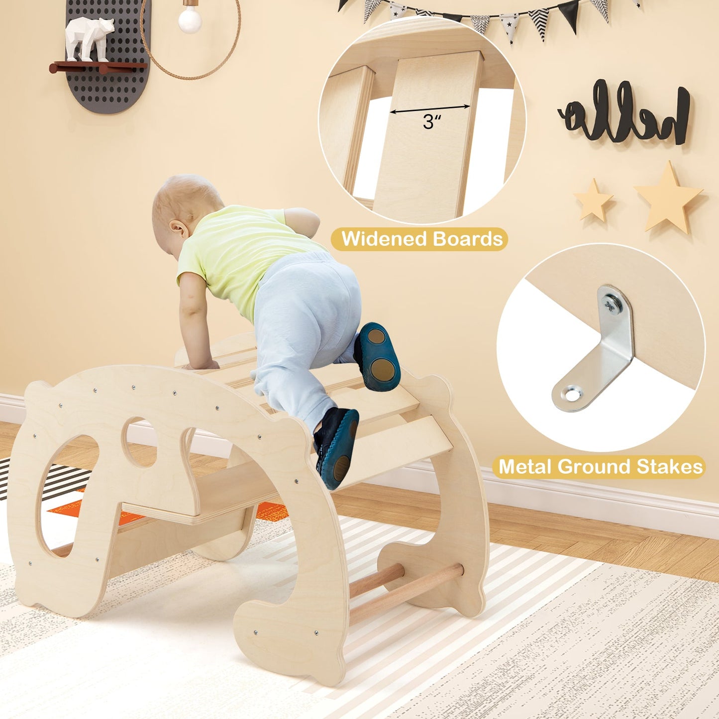 Arc de cheval à bascule Montessori 2-en-1 pour enfants