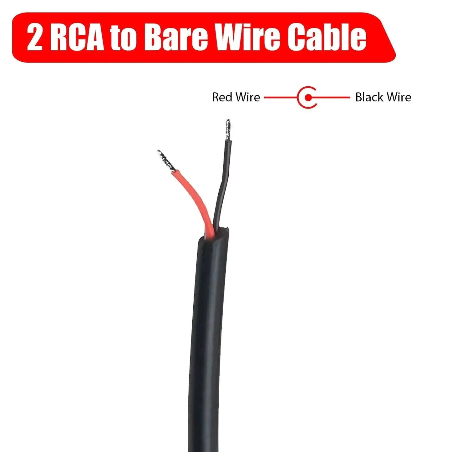 Câble audio 2-Pack 10 FT RCA mâle à fil dénudé