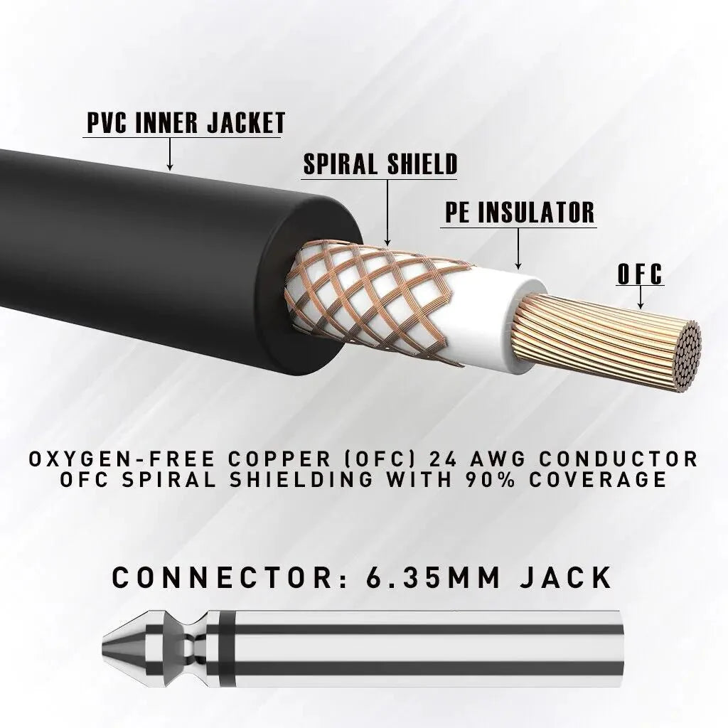 Câble de patch électrique angulaire droit de 10 pieds pour amplificateur de guitare - 2 pièces