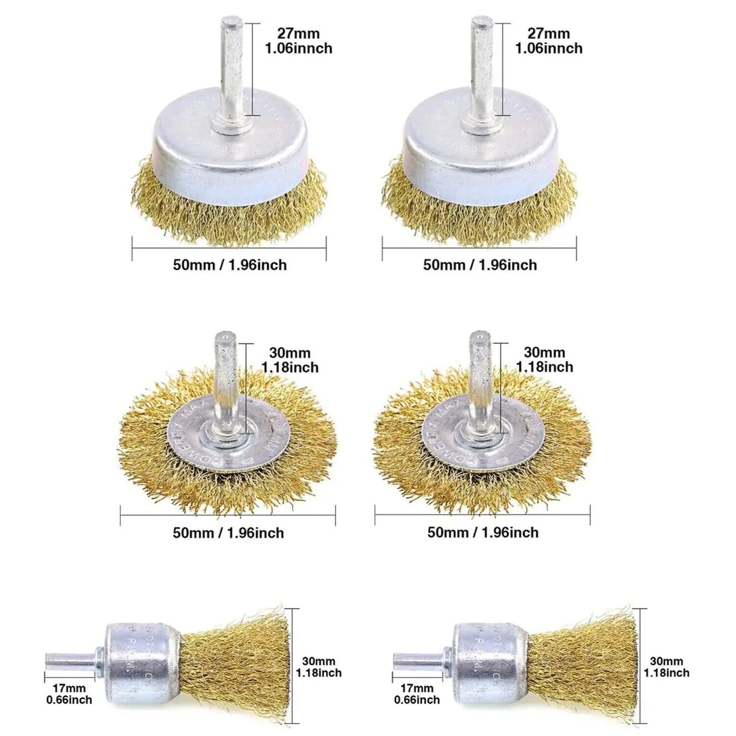 2-Pack Wire Brush Wheel Set for Drill - Rust and Paint Removal