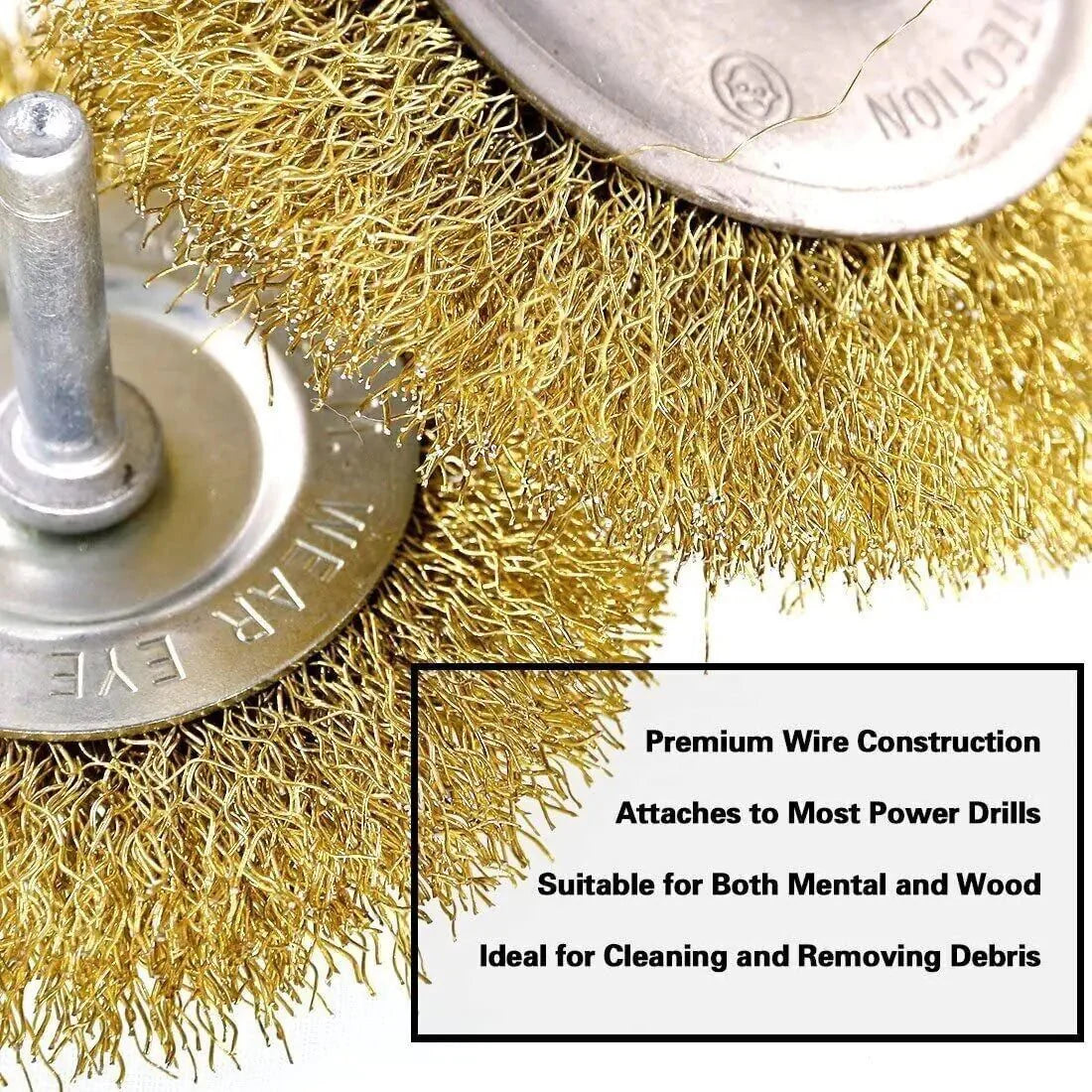 2-Pack Wire Brush Wheel Set for Drill - Rust and Paint Removal