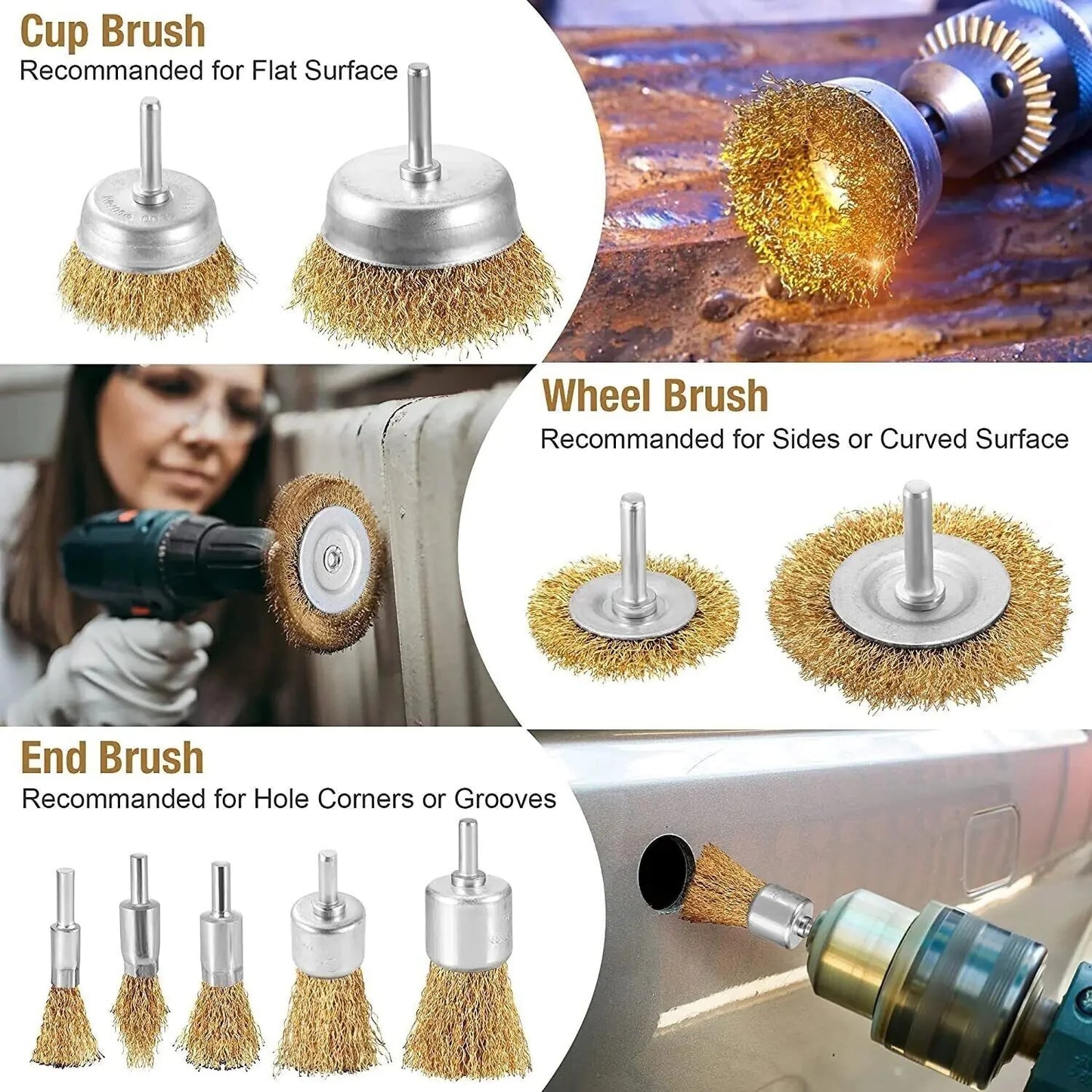 2-Pack Wire Brush Wheel Set for Drill - Rust and Paint Removal