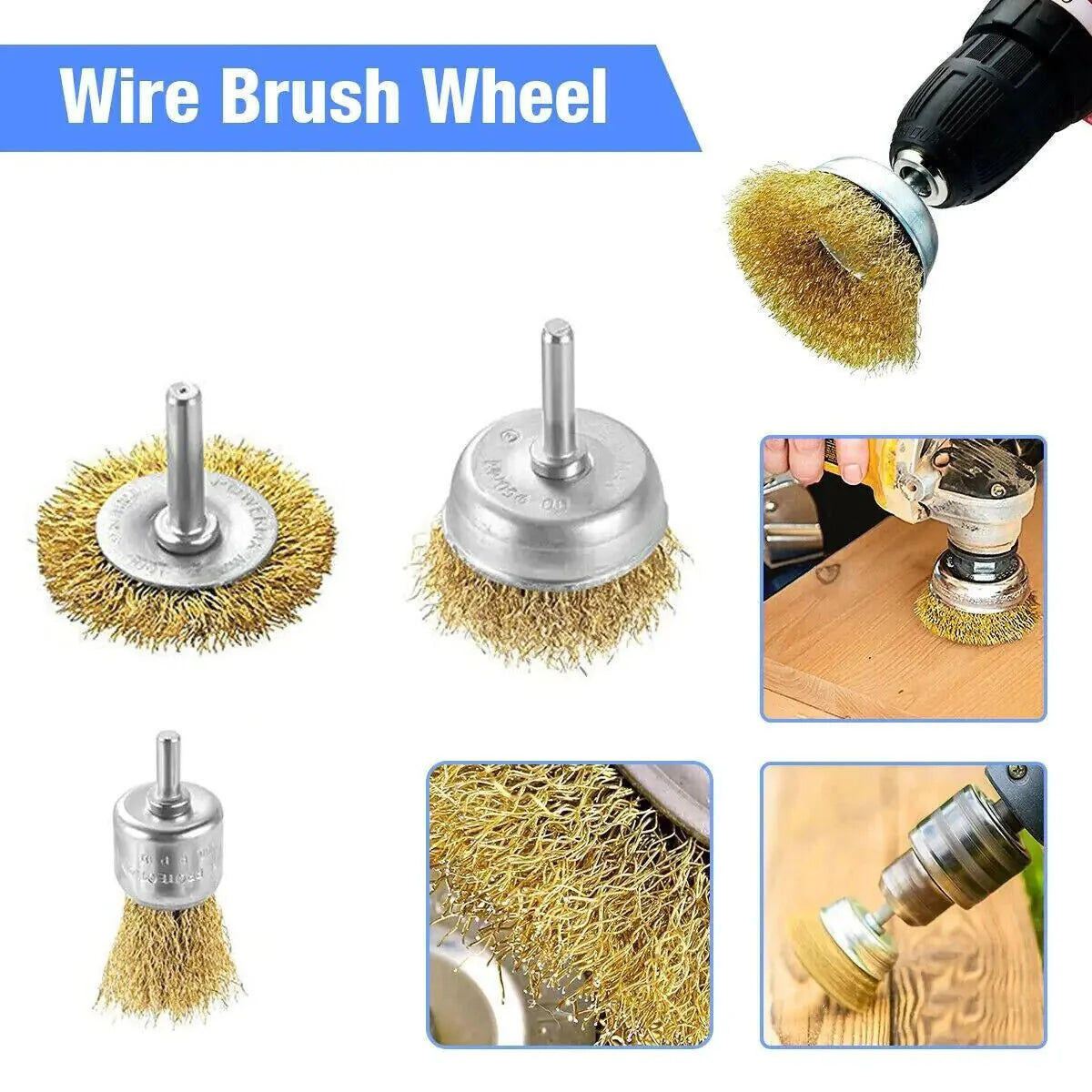 2-Pack Wire Brush Wheel Set for Drill - Rust and Paint Removal