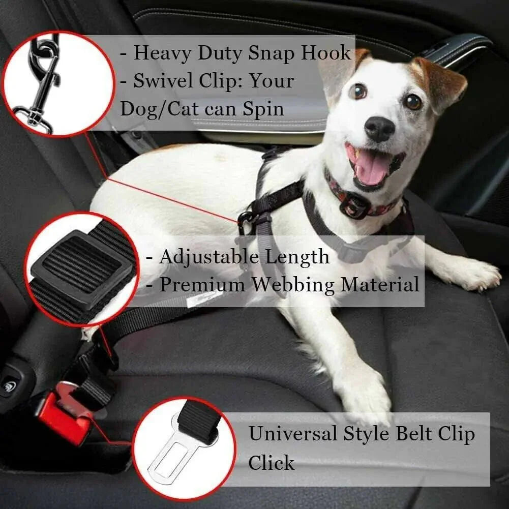 Adjustable Pet Safety Seatbelt - 2 Pack for Cats and Dogs