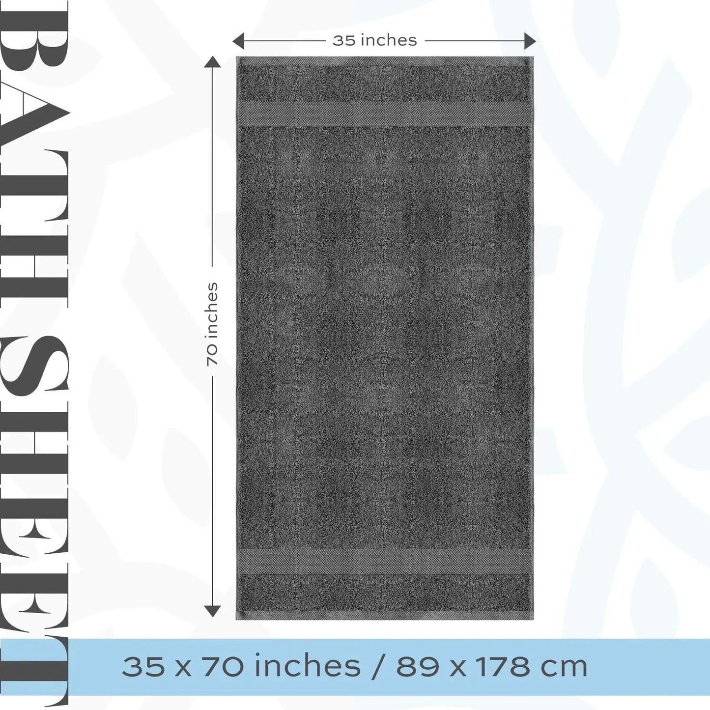 Toallas de baño suaves de lujo - Paquete de 2, extra grandes 35x70 pulgadas, gris