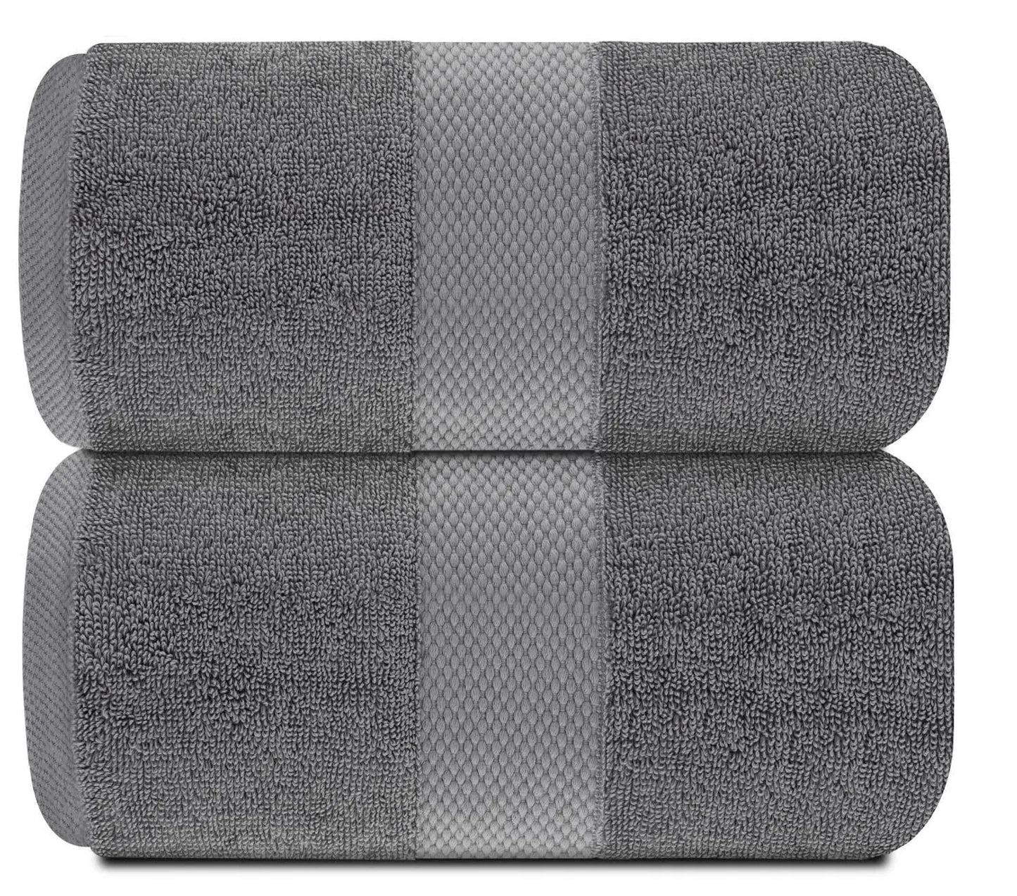 Toallas de baño suaves de lujo - Paquete de 2, extra grandes 35x70 pulgadas, gris