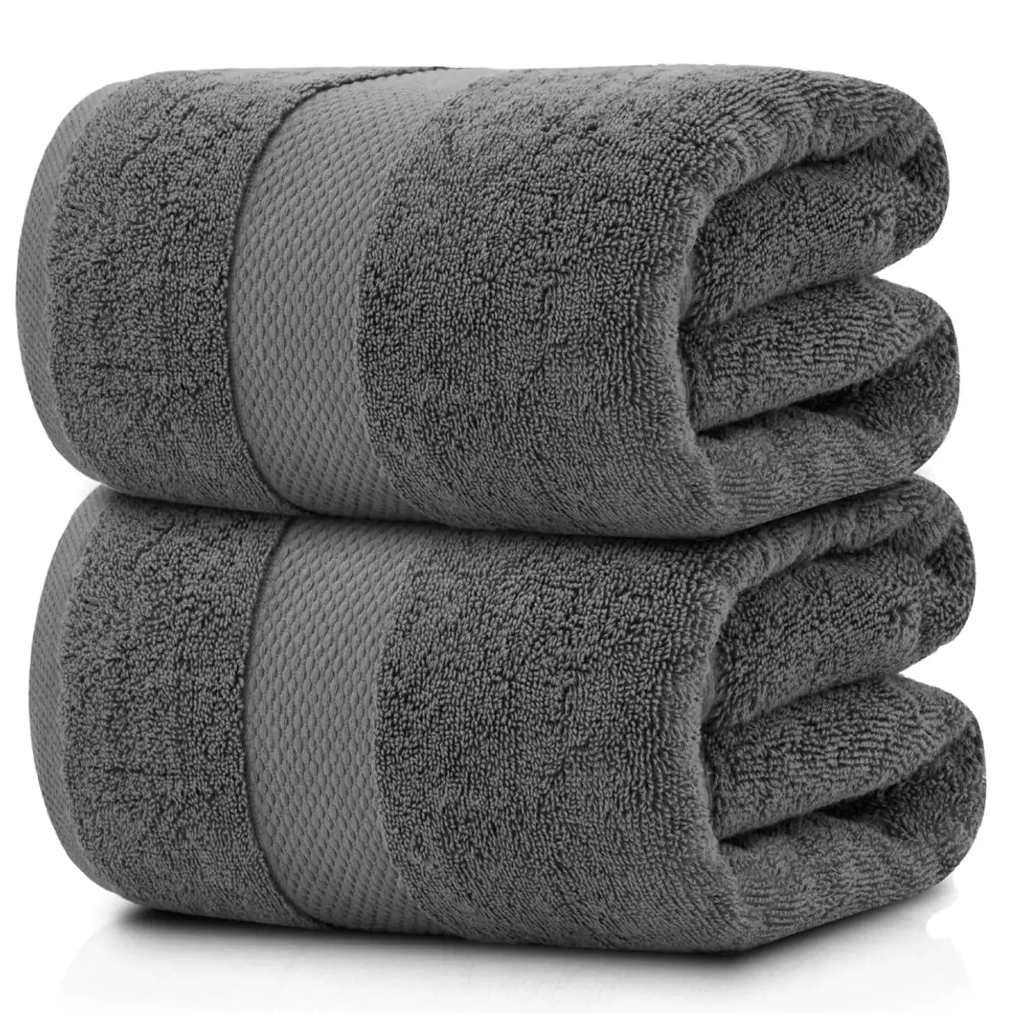 Toallas de baño suaves de lujo - Paquete de 2, extra grandes 35x70 pulgadas, gris