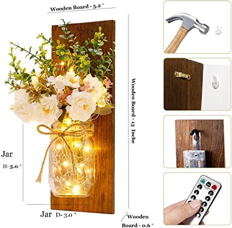 Rustic Jar Fairy Strip Lights Wall Decor - Set of 2