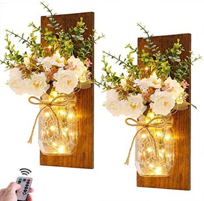 Rustic Jar Fairy Strip Lights Wall Decor - Set of 2
