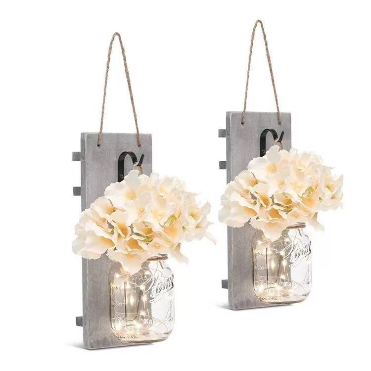Rustic Jar Fairy Strip Lights Wall Decor - Set of 2