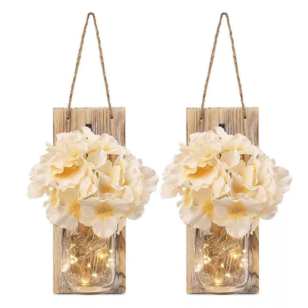 Rustic Jar Fairy Strip Lights Wall Decor - Set of 2