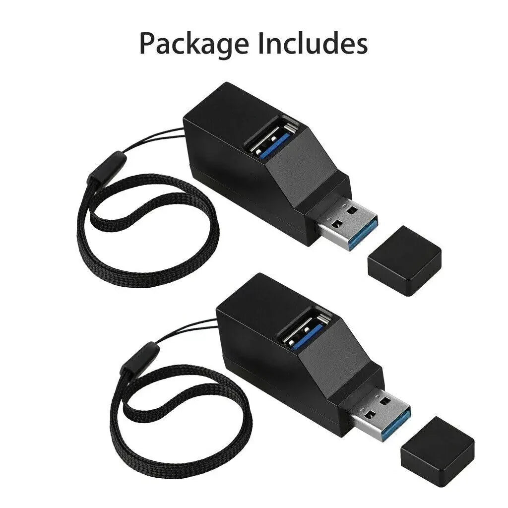 Paquete de 2 Hub USB 3.0 Portátil de 3 Puertos para Laptops y PCs