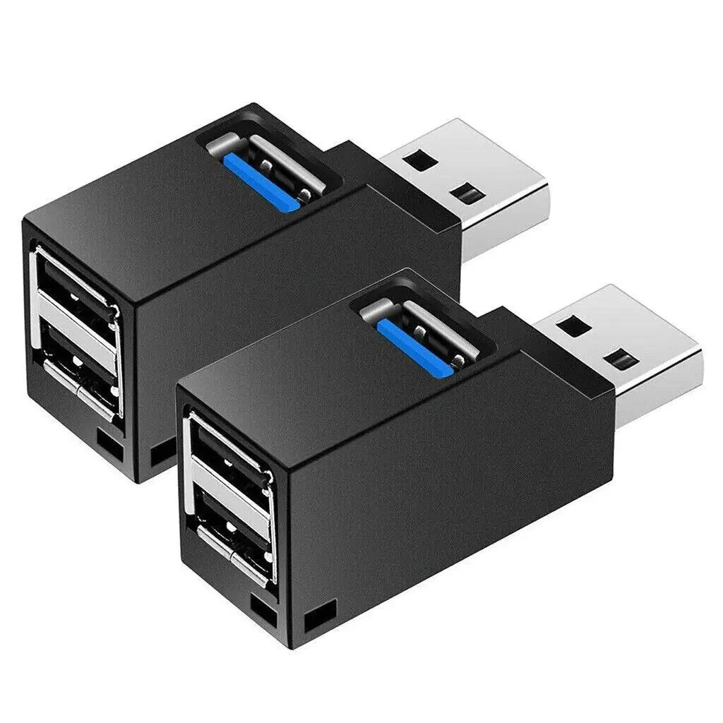 Paquete de 2 Hub USB 3.0 Portátil de 3 Puertos para Laptops y PCs