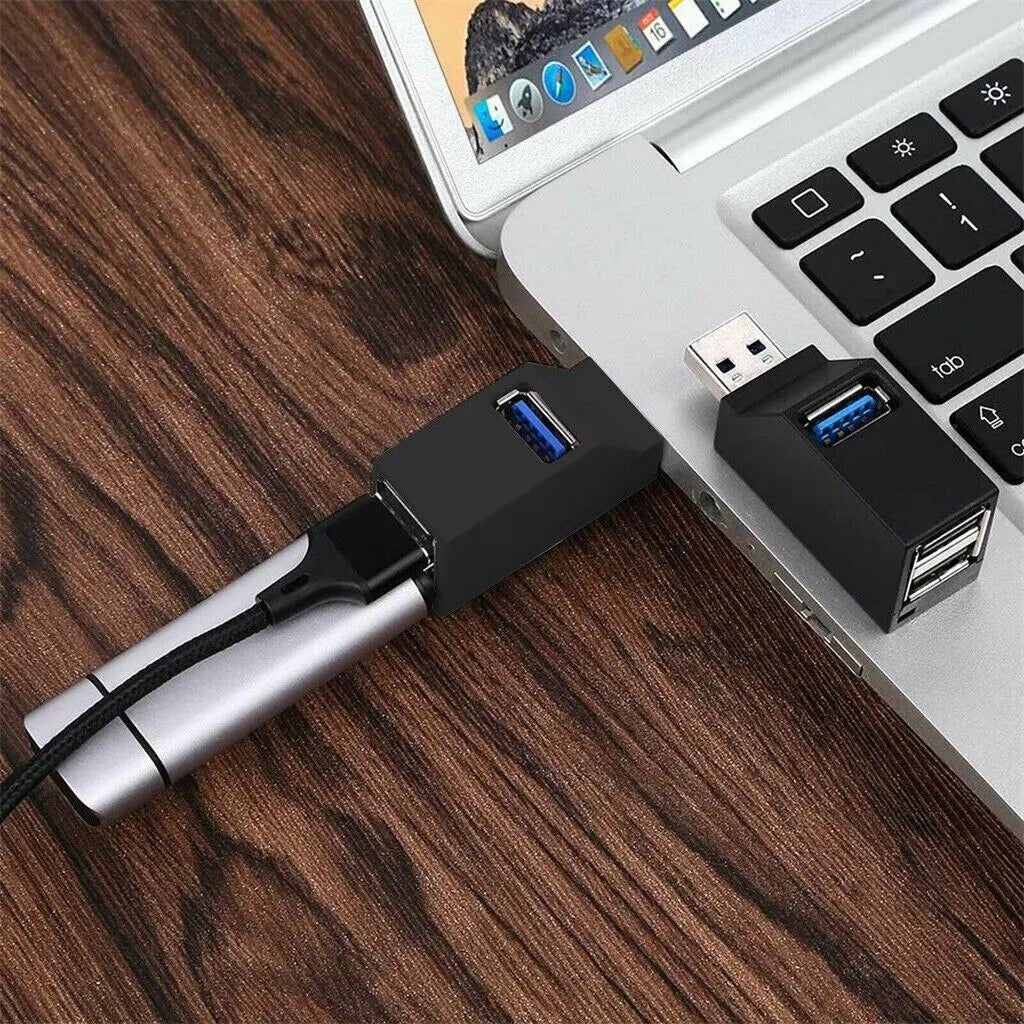 Paquete de 2 Hub USB 3.0 Portátil de 3 Puertos para Laptops y PCs