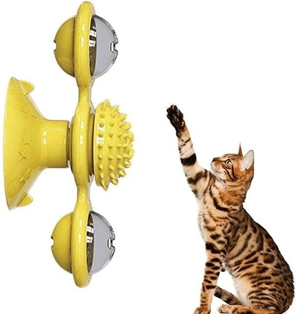 Interactive Cat Toy Set - Windmill & Grooming Brush
