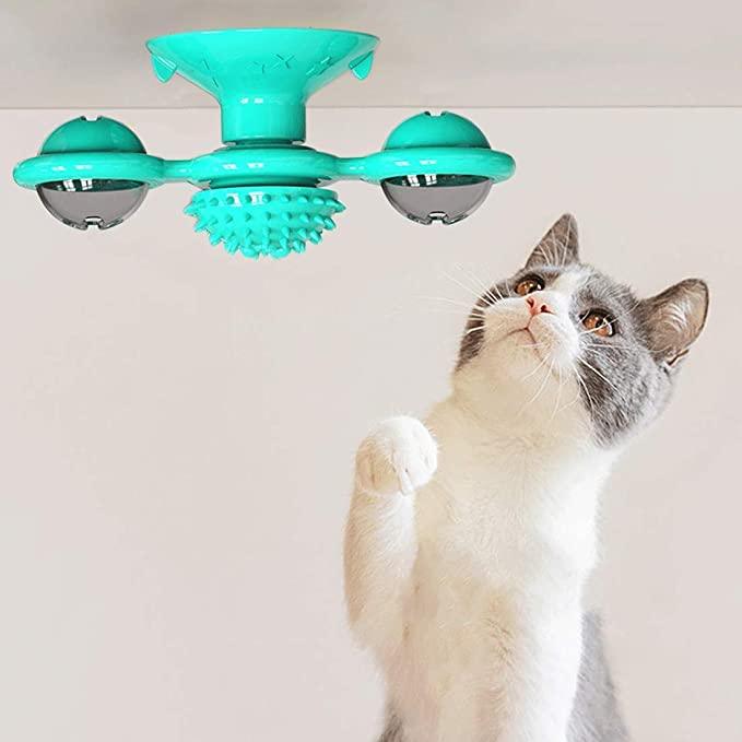 Interactive Cat Toy Set - Windmill & Grooming Brush