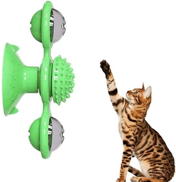 Interactive Cat Toy Set - Windmill & Grooming Brush