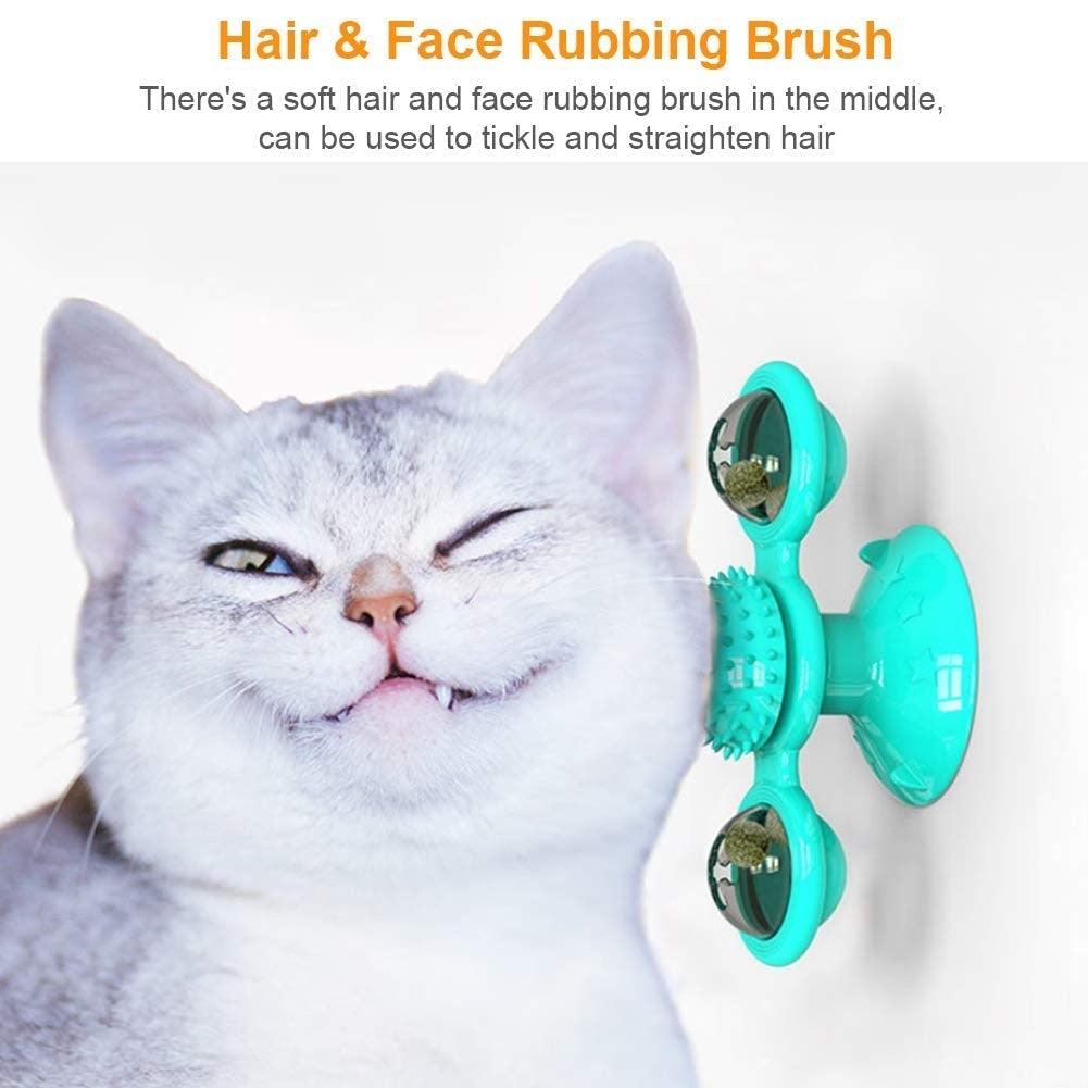Interactive Cat Toy Set - Windmill & Grooming Brush