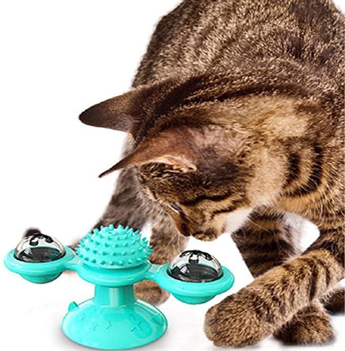 Interactive Cat Toy Set - Windmill & Grooming Brush
