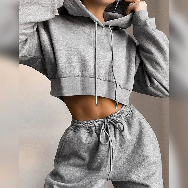 Conjunto de Sudadera Chic de 2 Piezas para Mujeres
