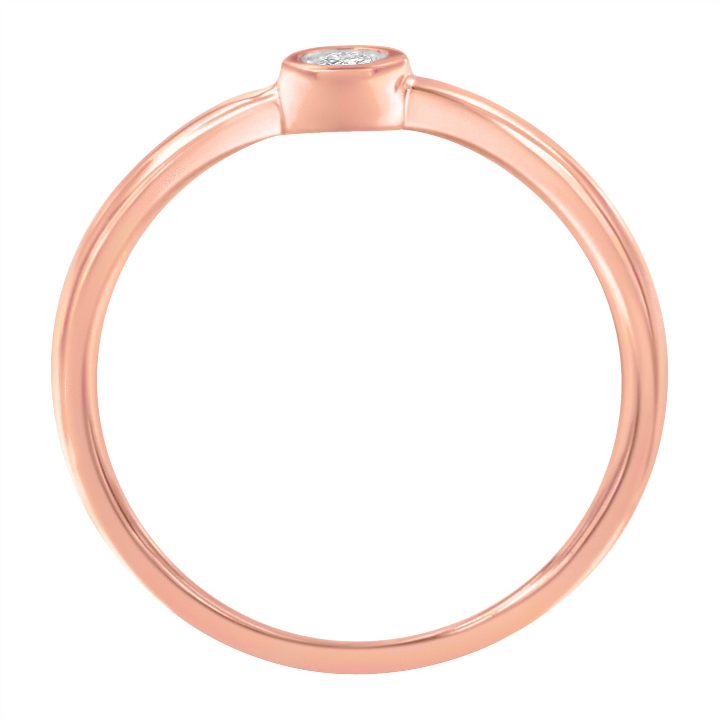 Anillo de Diamante de Plata Esterlina Baño de Oro Rosa de 14K - Talla 6