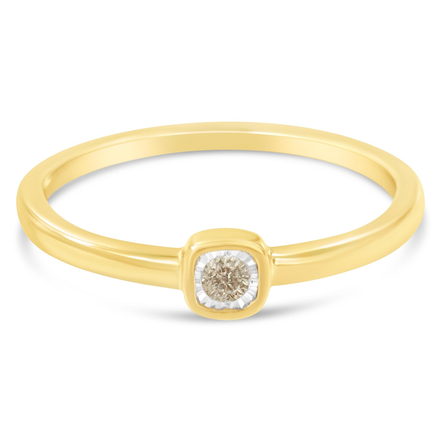 Bague de promesse en argent sterling plaqué or jaune 14K avec diamant en coussin