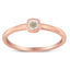Anillo de cojín cuadrado de diamante de plata de ley chapada en oro rosa de 14K - Talla 6