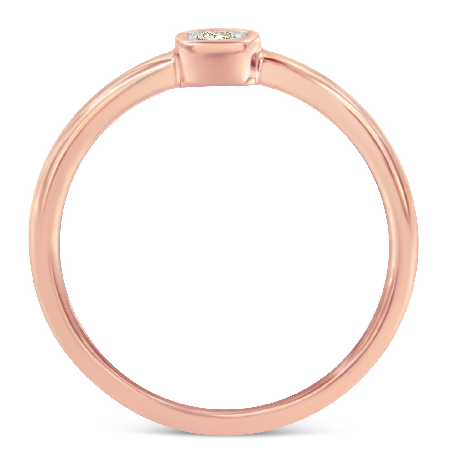 Anillo de cojín cuadrado de diamante de plata de ley chapada en oro rosa de 14K - Talla 6