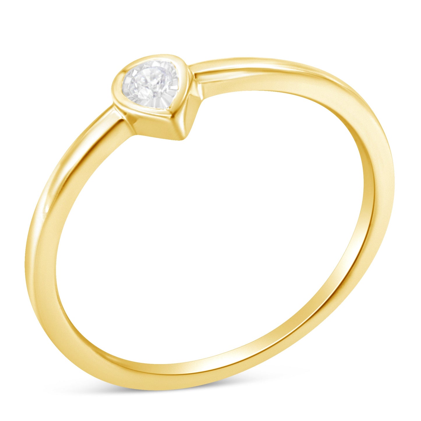 Anillo de Diamante en Forma de Gota de Plata Esterlina Baño de Oro de 14K - Talla 6