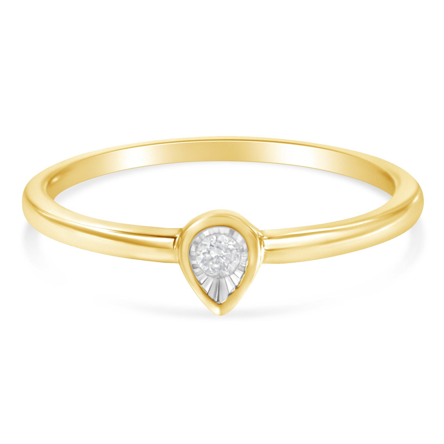 Anillo de Diamante en Forma de Gota de Plata Esterlina Baño de Oro de 14K - Talla 6