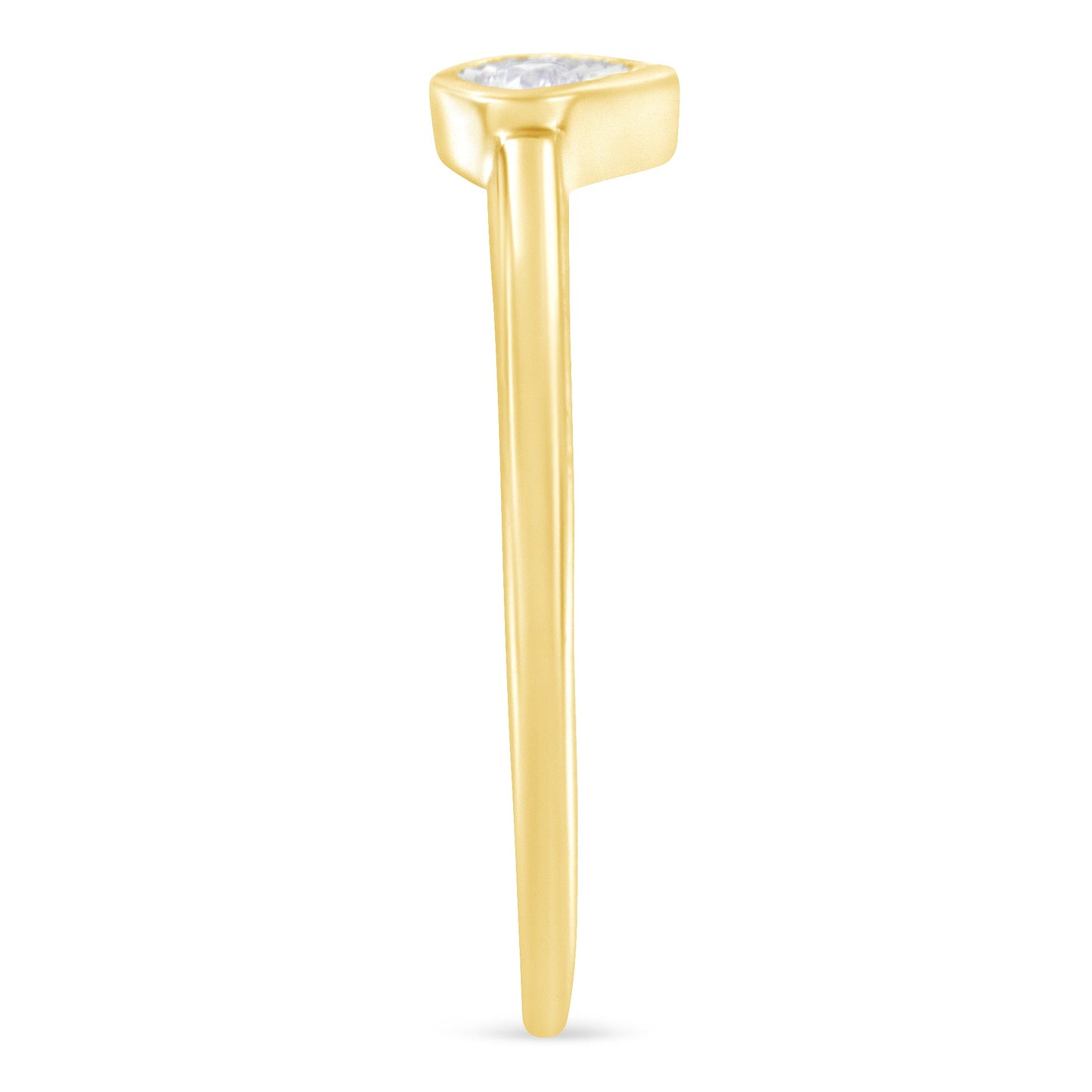 Anillo de Diamante en Forma de Gota de Plata Esterlina Baño de Oro de 14K - Talla 6