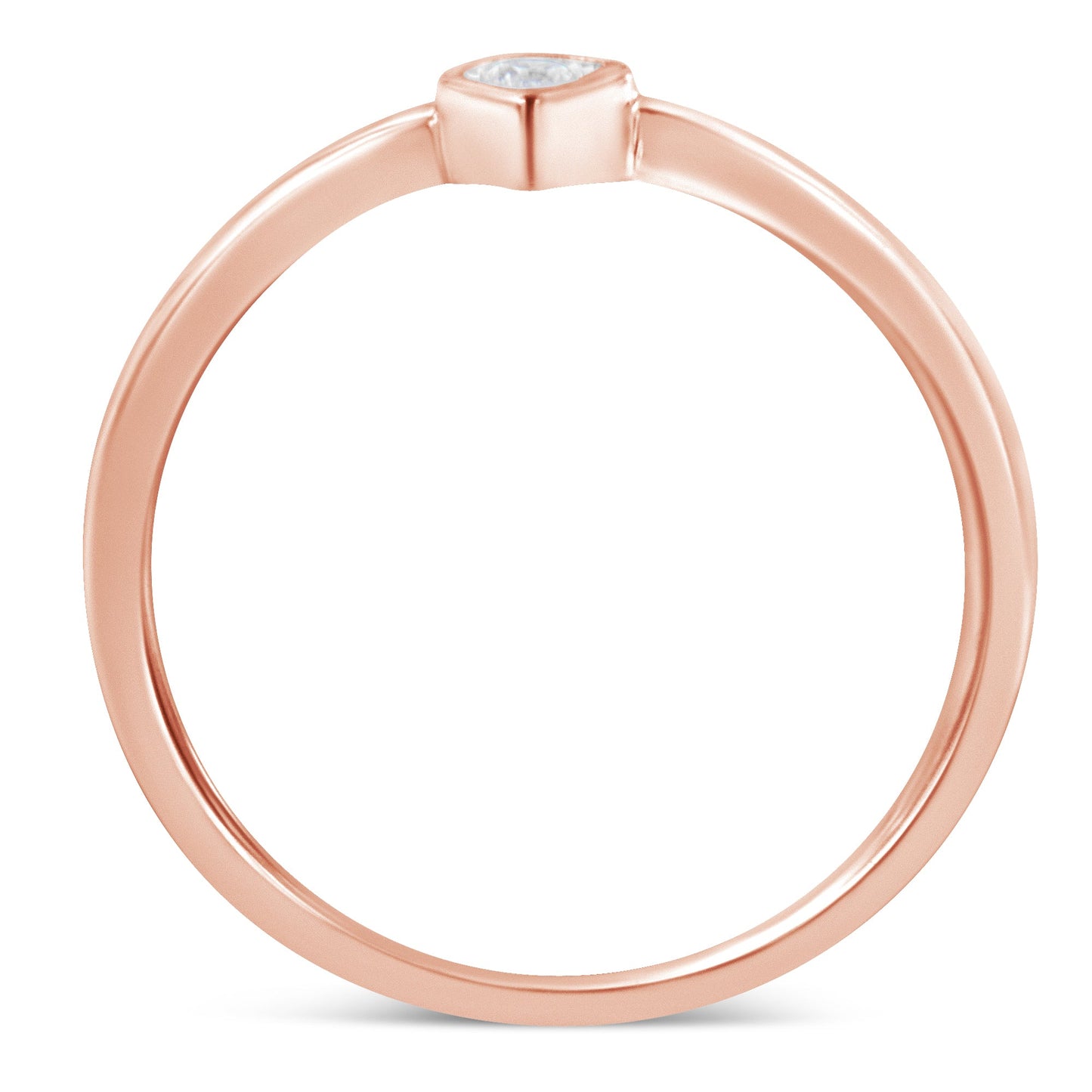 14K Rose Gold Plated Sterling Silver Teardrop Diamond Ring - Size 6