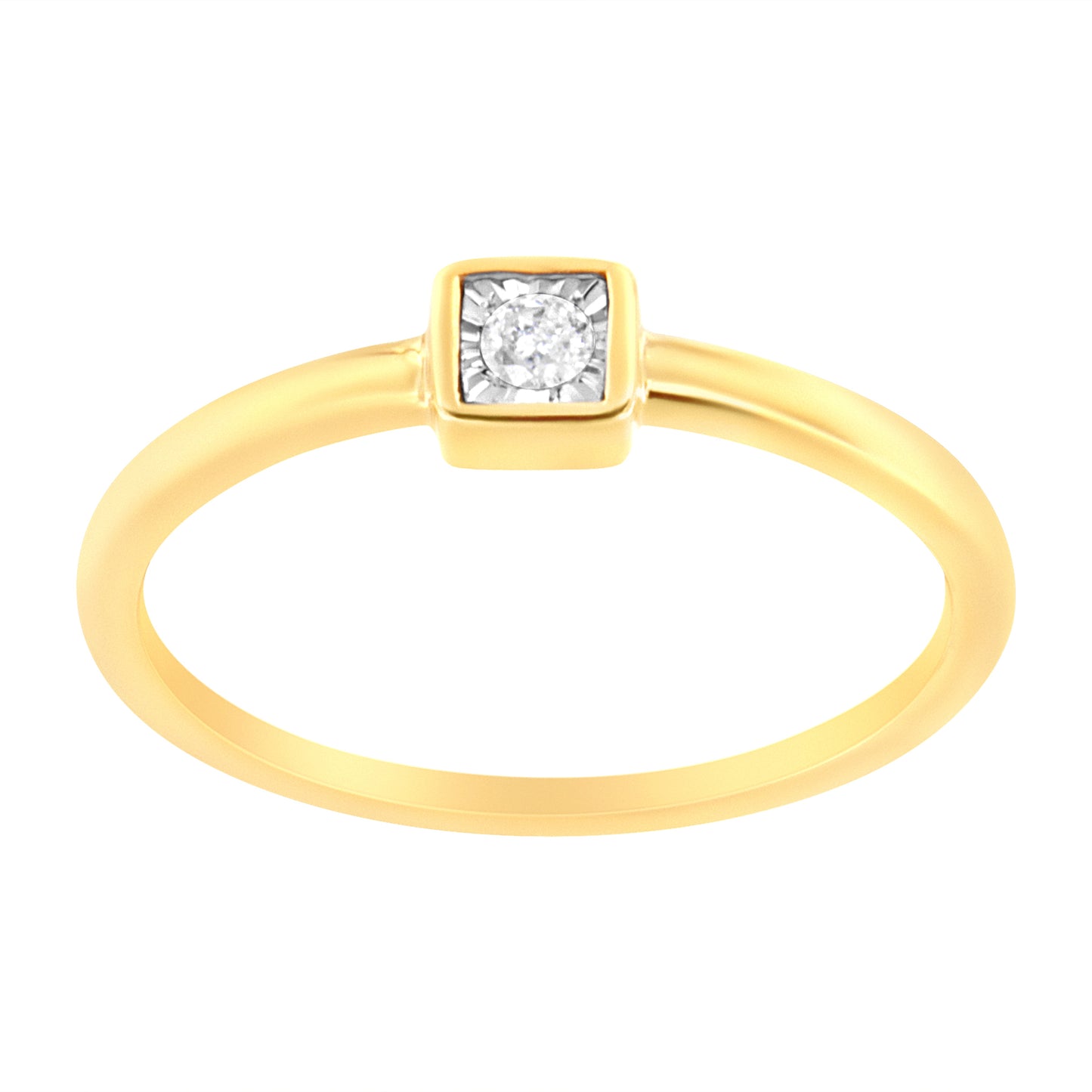 14K Yellow Gold Plated Sterling Silver Miracle Set Diamond Promise Ring - Size 6