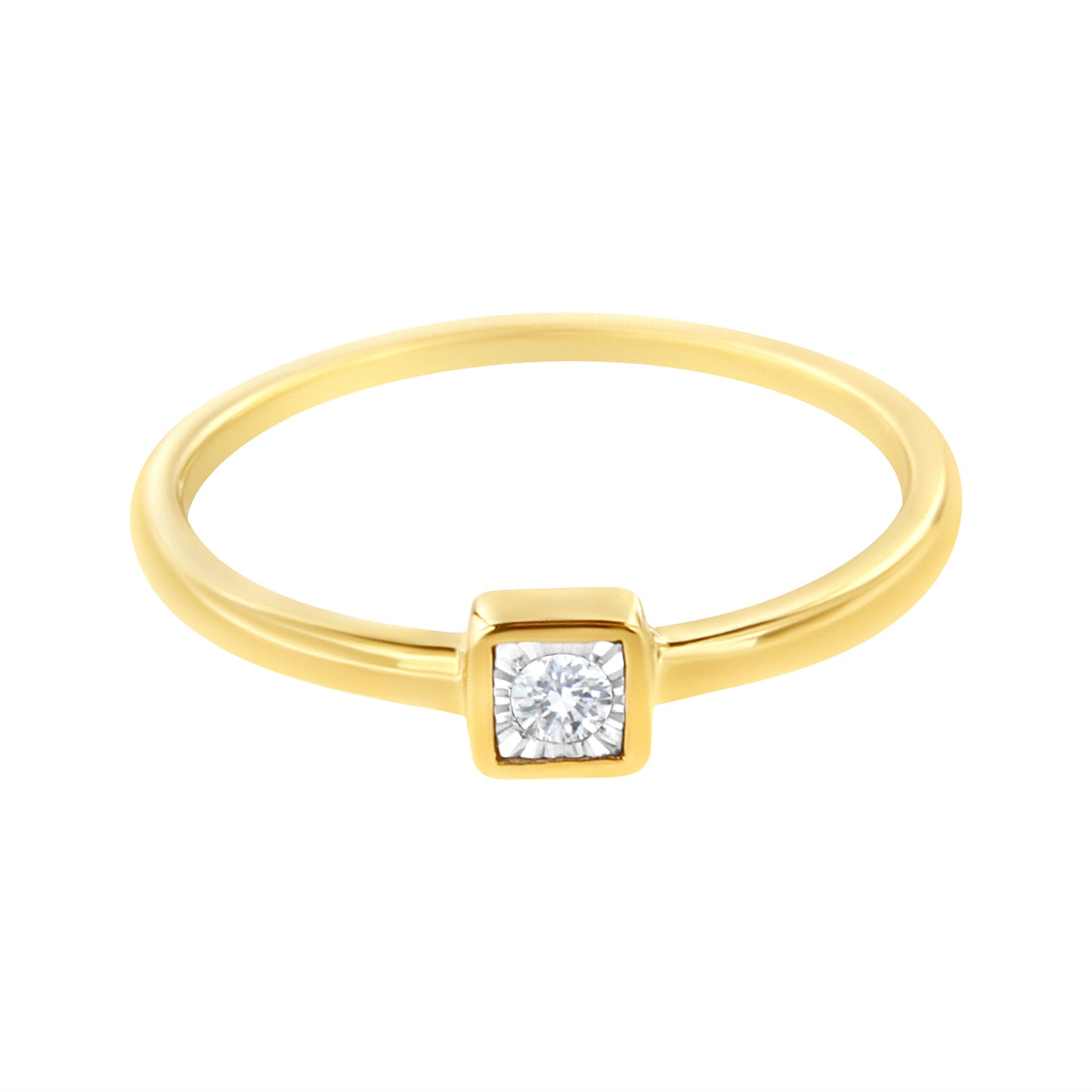 14K Yellow Gold Plated Sterling Silver Miracle Set Diamond Promise Ring - Size 6