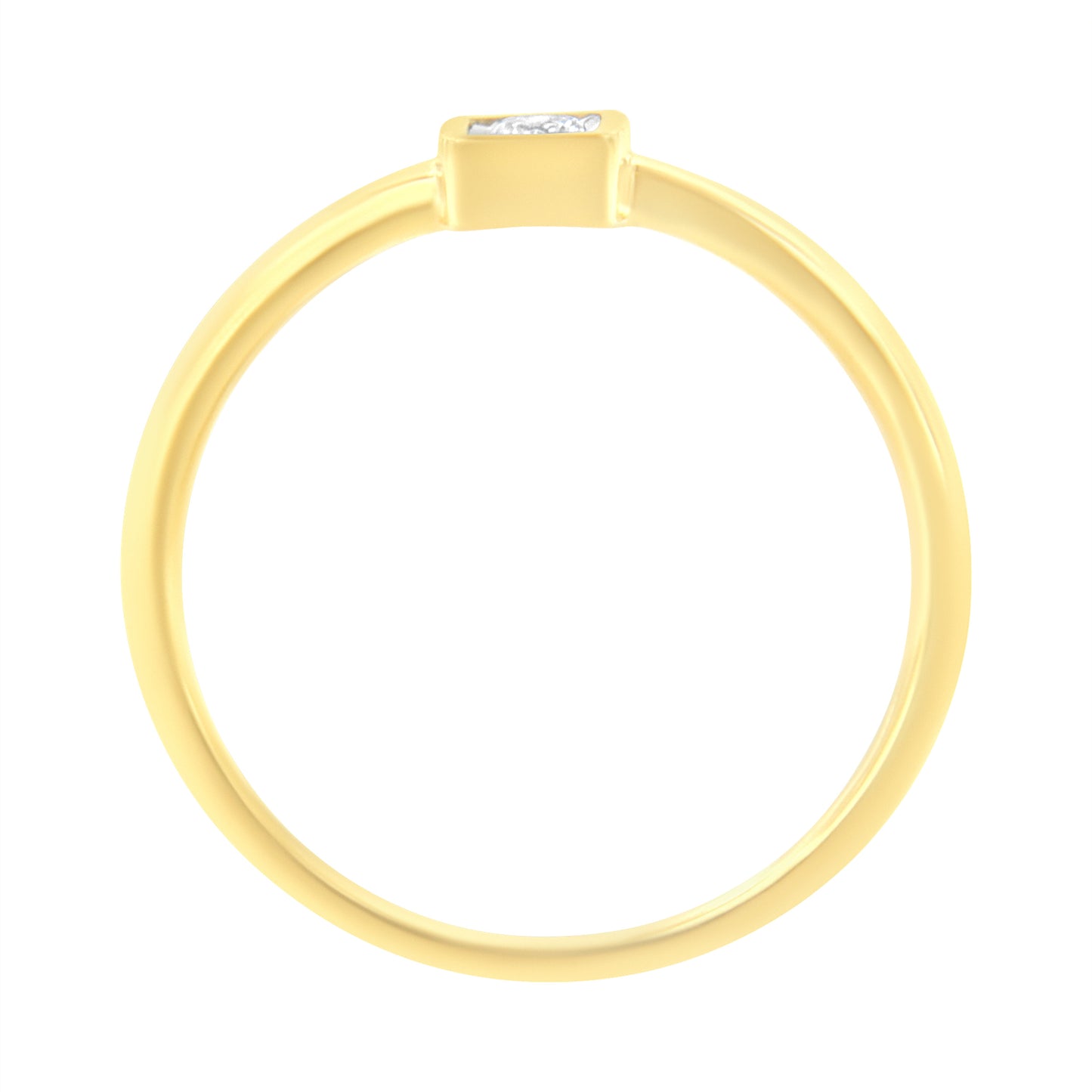14K Yellow Gold Plated Sterling Silver Miracle Set Diamond Promise Ring - Size 6