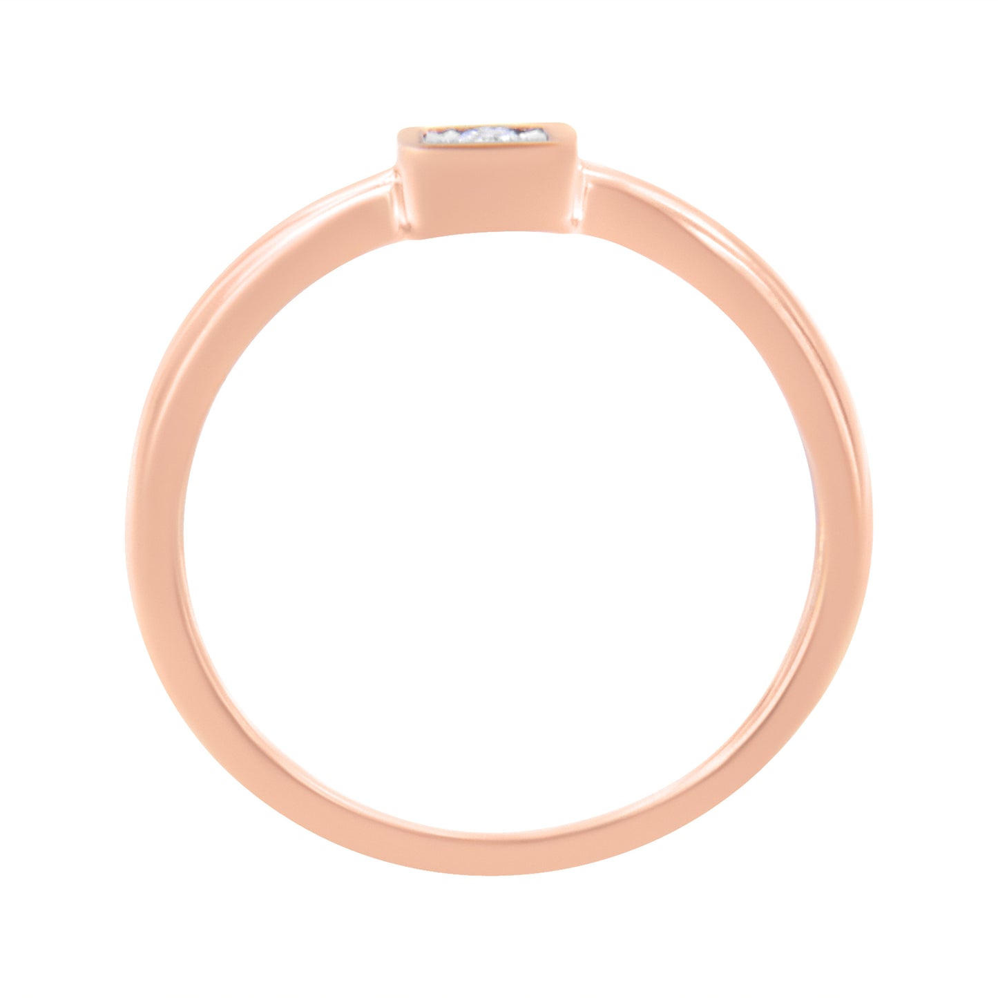 14K Rose Gold Plated Sterling Silver Miracle Set Diamond Promise Ring - Size 6