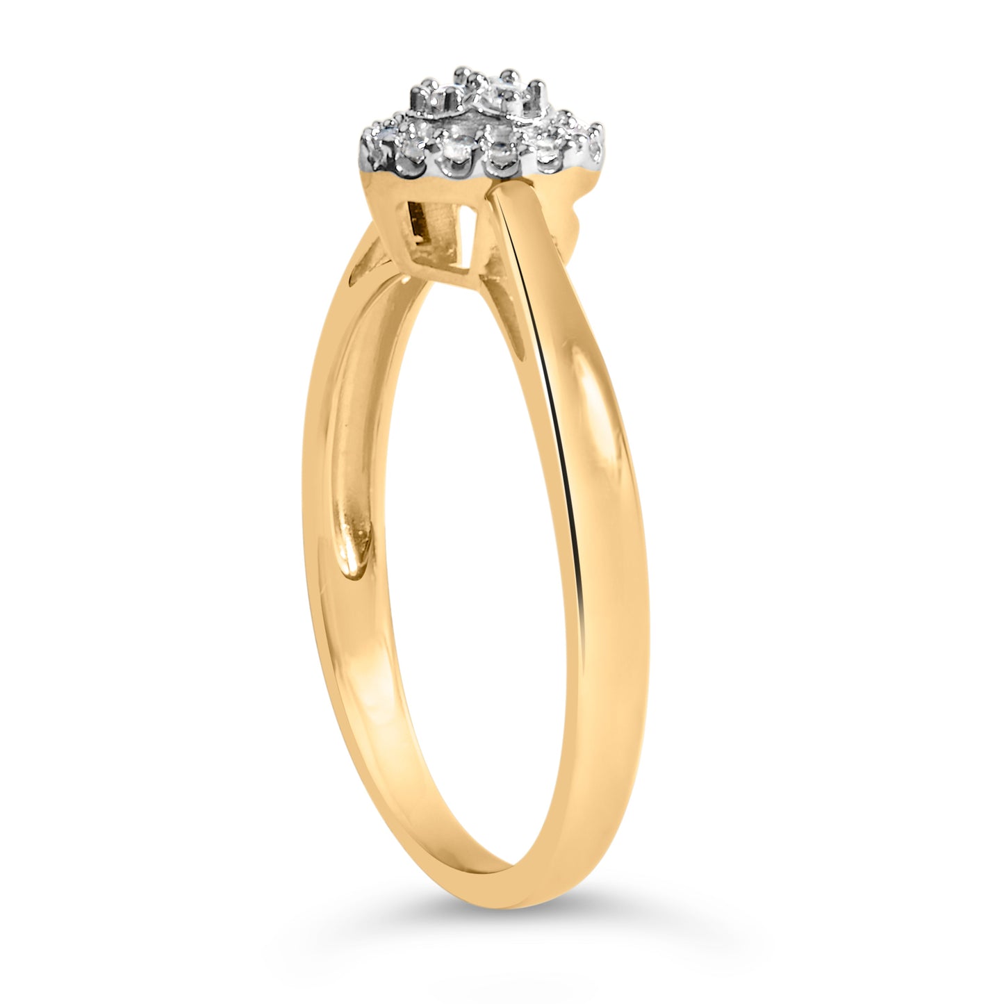 Bague de promesse en or jaune 10K avec cœur et halo en diamant