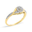 10K Yellow Gold Diamond Swirl and Halo Promise Ring - Size 7