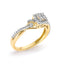 Bague de fiançailles en or jaune 10K avec tige torsadée et halo de diamants - Taille 7