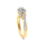 Bague de fiançailles en or jaune 10K avec tige torsadée et halo de diamants - Taille 7