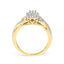 Bague de fiançailles en or jaune 10K avec tige torsadée et halo de diamants - Taille 7