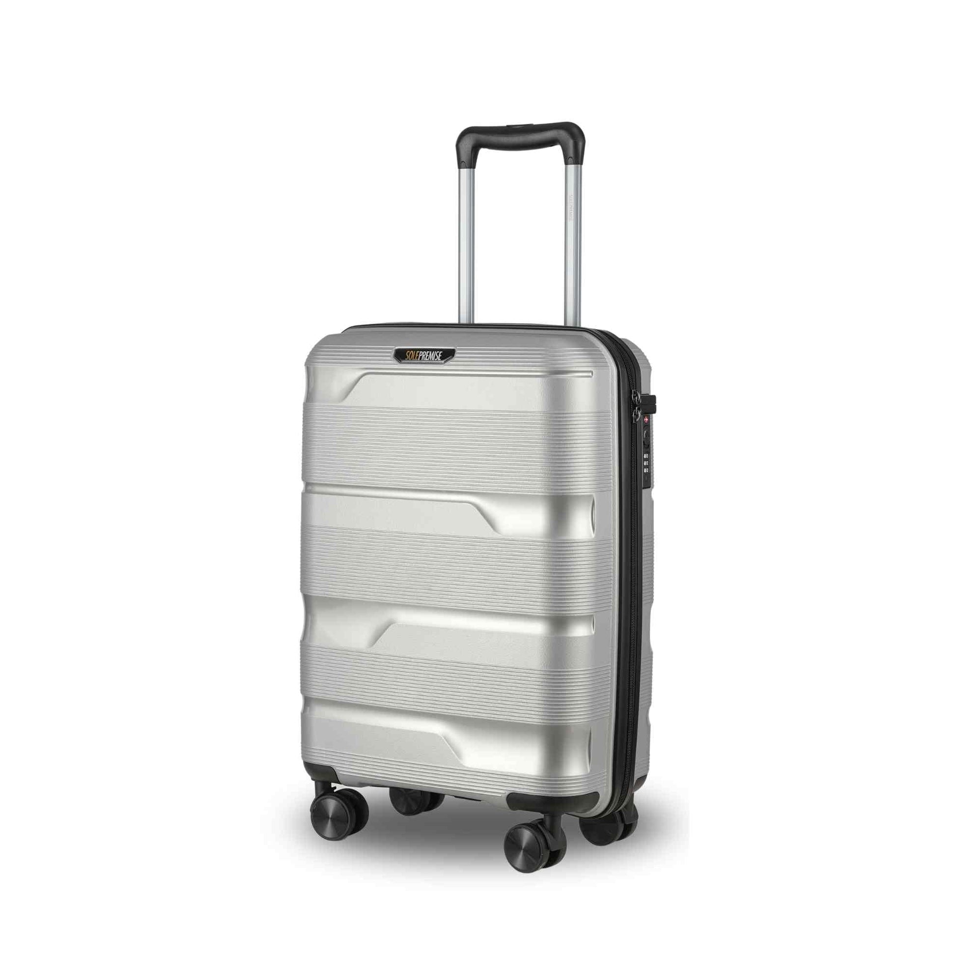 Compact 20-Inch Silver Hardcase Spinner Luggage with 360-Degree Mobility - Korvel