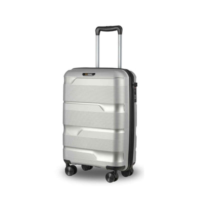 Compact 20-Inch Silver Hardcase Spinner Luggage with 360-Degree Mobility - Korvel