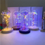 Rosa Galáctica de Cristal LED de 20 en Domo de Vidrio - Regalo Elegante para Ella